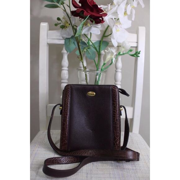 BALLY Brown Pebbled Embossed Leather Small Crossbody Bag (pu500 - Picture 1 of 6